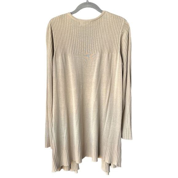Premise Cardigan Sweater Ribbed Pleated Lightweight Cream Size XL - Picture 2 of 5